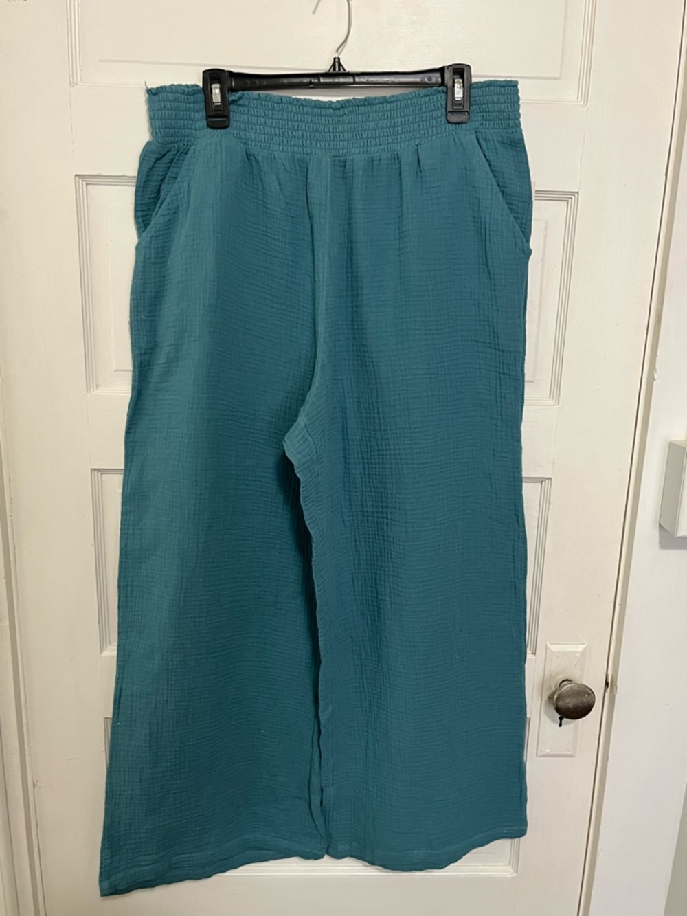 Joy Spun Teal Wide-Leg Gauze Pants Size 12/14
